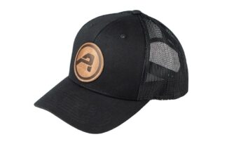 Circle 'A' Leather Retro Trucker Hat - Black